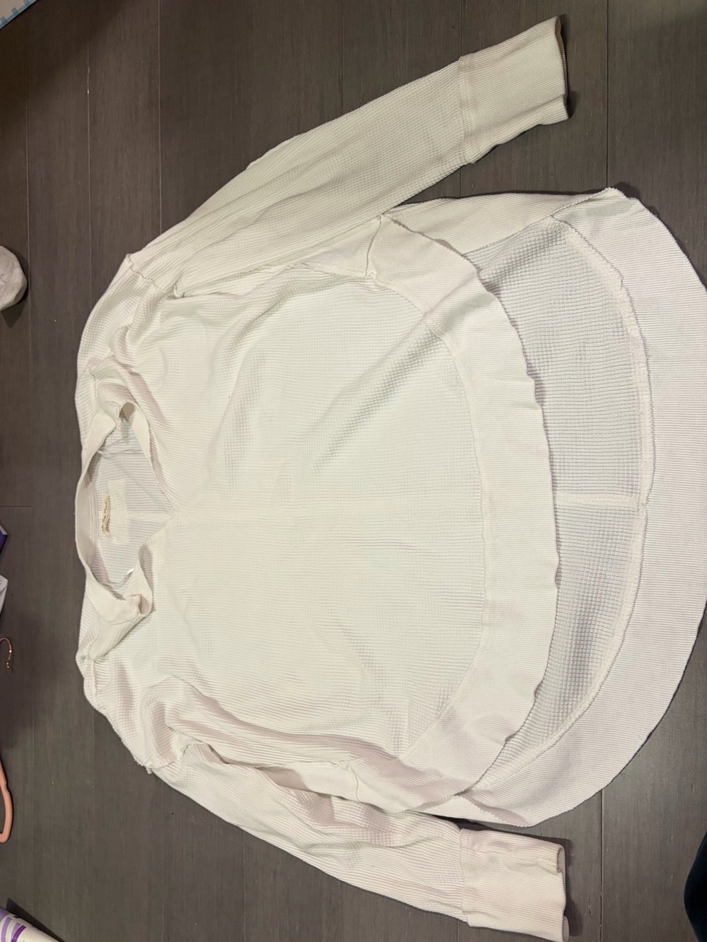 We The Free Cream Waffle-Knit Long Sleeve Top